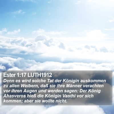 Ester 1:17 LUTH1912 Bible Verse Image