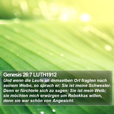 Genesis 26:7 LUTH1912 Bible Verse Image