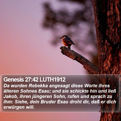 Genesis 27:42 LUTH1912 Bible Verse Image