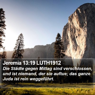 Jeremia 13:19 LUTH1912 Bible Verse Image