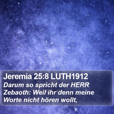 Jeremia 25:8 LUTH1912 Bible Verse Image