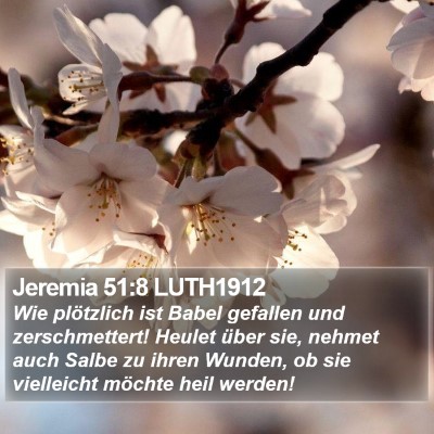 Jeremia 51:8 LUTH1912 Bible Verse Image