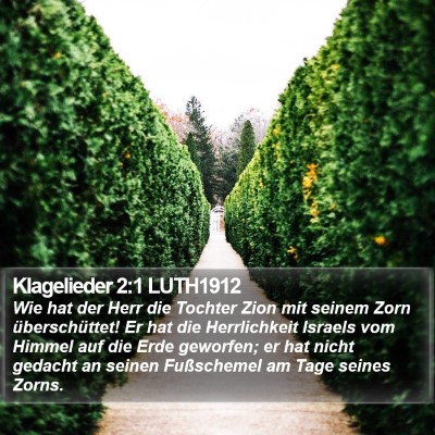Klagelieder 2:1 LUTH1912 Bible Verse Image