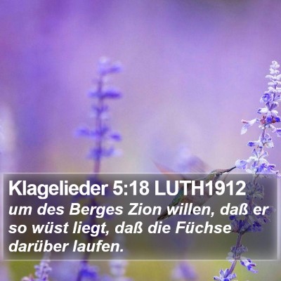 Klagelieder 5:18 LUTH1912 Bible Verse Image