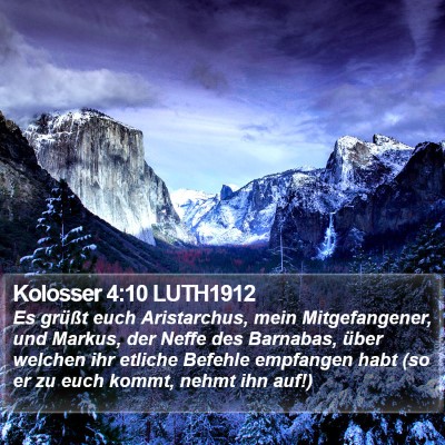 Kolosser 4:10 LUTH1912 Bible Verse Image