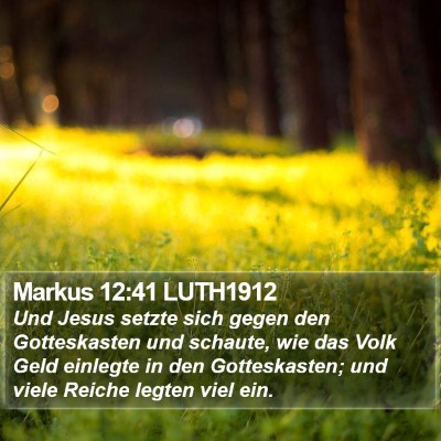 Markus 12:41 LUTH1912 Bible Verse Image