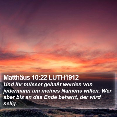 Matthäus 10:22 LUTH1912 Bible Verse Image