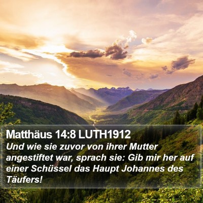 Matthäus 14:8 LUTH1912 Bible Verse Image