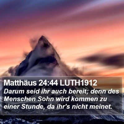 Matthäus 24:44 LUTH1912 Bible Verse Image