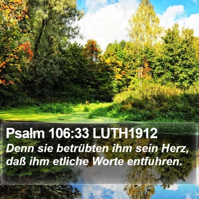 Psalm 106:33 LUTH1912 Bible Verse Image