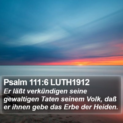 Psalm 111:6 LUTH1912 Bible Verse Image