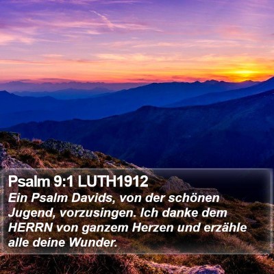 Psalm 9:1 LUTH1912 Bible Verse Image