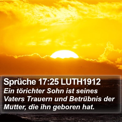 Sprüche 17:25 LUTH1912 Bible Verse Image