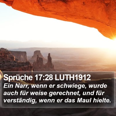Sprüche 17:28 LUTH1912 Bible Verse Image