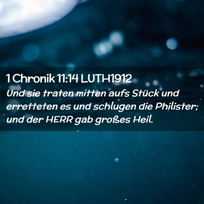Picture 02 - 1 Chronik 11:14 LUTH1912 - Und sie traten mitten aufs Stück und erretteten - Bible Verse Picture