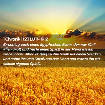 Picture 02 - 1 Chronik 11:23 LUTH1912 - Er schlug auch einen ägyptischen Mann, der war - Bible Verse Picture