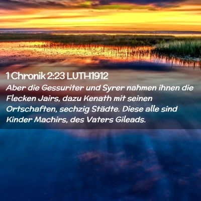 Picture 02 - 1 Chronik 2:23 LUTH1912 - Aber die Gessuriter und Syrer nahmen ihnen die - Bible Verse Picture