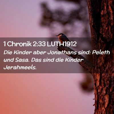 Picture 02 - 1 Chronik 2:33 LUTH1912 - Die Kinder aber Jonathans sind: Peleth und Sasa. - Bible Verse Picture