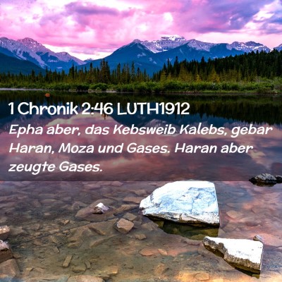 Picture 02 - 1 Chronik 2:46 LUTH1912 - Epha aber, das Kebsweib Kalebs, gebar Haran, Moza - Bible Verse Picture