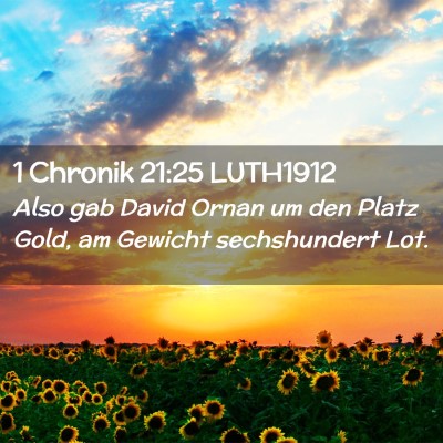 Picture 02 - 1 Chronik 21:25 LUTH1912 - Also gab David Ornan um den Platz Gold, am - Bible Verse Picture