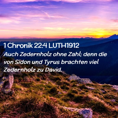 Picture 02 - 1 Chronik 22:4 LUTH1912 - Auch Zedernholz ohne Zahl; denn die von Sidon und - Bible Verse Picture