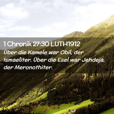 Picture 02 - 1 Chronik 27:30 LUTH1912 - Über die Kamele war Obil, der Ismaeliter. Über - Bible Verse Picture