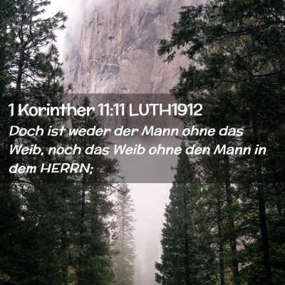 Picture 02 - 1 Korinther 11:11 LUTH1912 - Doch ist weder der Mann ohne das Weib, noch das - Bible Verse Picture