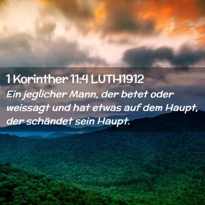 Picture 02 - 1 Korinther 11:4 LUTH1912 - Ein jeglicher Mann, der betet oder weissagt und - Bible Verse Picture