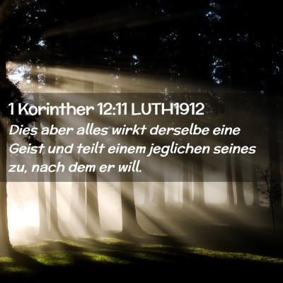 Picture 02 - 1 Korinther 12:11 LUTH1912 - Dies aber alles wirkt derselbe eine Geist und - Bible Verse Picture