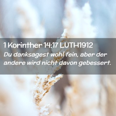 Picture 02 - 1 Korinther 14:17 LUTH1912 - Du danksagest wohl fein, aber der andere wird - Bible Verse Picture