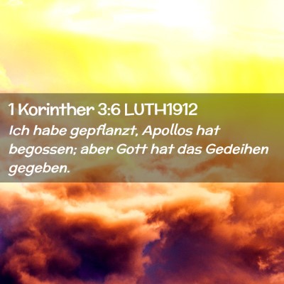 Picture 02 - 1 Korinther 3:6 LUTH1912 - Ich habe gepflanzt, Apollos hat begossen; aber - Bible Verse Picture