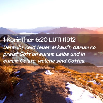 Picture 02 - 1 Korinther 6:20 LUTH1912 - Denn ihr seid teuer erkauft; darum so preist Gott - Bible Verse Picture