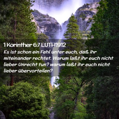 Picture 02 - 1 Korinther 6:7 LUTH1912 - Es ist schon ein Fehl unter euch, daß ihr - Bible Verse Picture