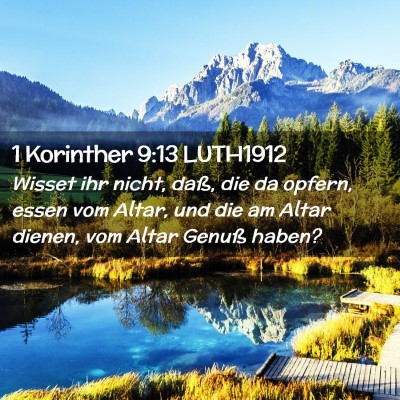 Picture 02 - 1 Korinther 9:13 LUTH1912 - Wisset ihr nicht, daß, die da opfern, essen vom - Bible Verse Picture