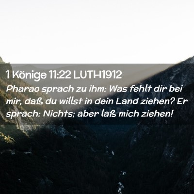Picture 02 - 1 Könige 11:22 LUTH1912 - Pharao sprach zu ihm: Was fehlt dir bei mir, daß - Bible Verse Picture