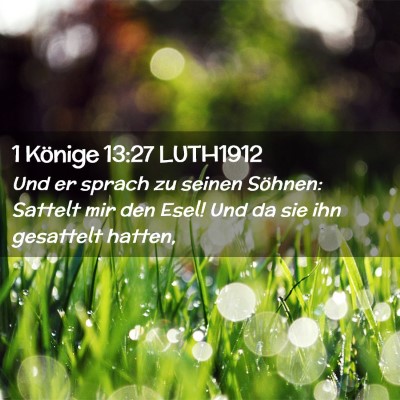 Picture 02 - 1 Könige 13:27 LUTH1912 - Und er sprach zu seinen Söhnen: Sattelt mir den - Bible Verse Picture