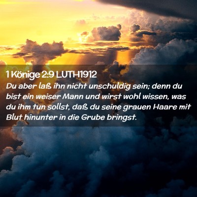 Picture 02 - 1 Könige 2:9 LUTH1912 - Du aber laß ihn nicht unschuldig sein; denn du - Bible Verse Picture