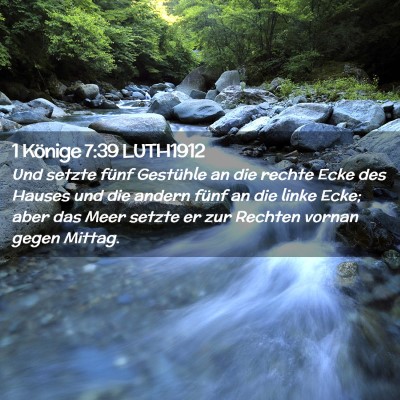 Picture 02 - 1 Könige 7:39 LUTH1912 - Und setzte fünf Gestühle an die rechte Ecke des - Bible Verse Picture