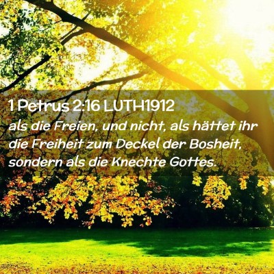 Picture 02 - 1 Petrus 2:16 LUTH1912 - als die Freien, und nicht, als hättet ihr die - Bible Verse Picture