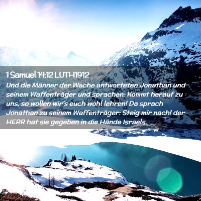 Picture 02 - 1 Samuel 14:12 LUTH1912 - Und die Männer der Wache antworteten Jonathan - Bible Verse Picture