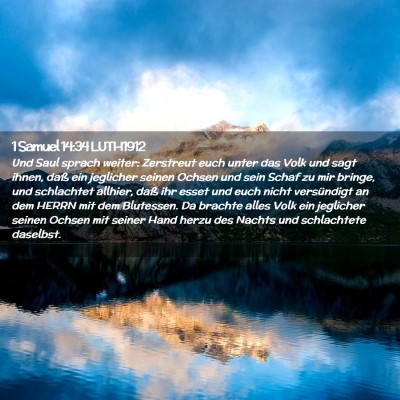 Picture 02 - 1 Samuel 14:34 LUTH1912 - Und Saul sprach weiter: Zerstreut euch unter das - Bible Verse Picture