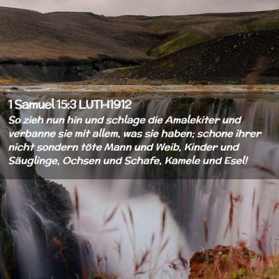 Picture 02 - 1 Samuel 15:3 LUTH1912 - So zieh nun hin und schlage die Amalekiter und - Bible Verse Picture