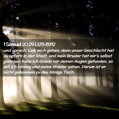 Picture 02 - 1 Samuel 20:29 LUTH1912 - und sprach: Laß mich gehen; denn unser - Bible Verse Picture