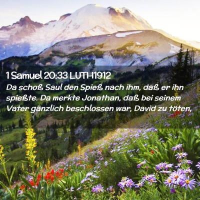 Picture 02 - 1 Samuel 20:33 LUTH1912 - Da schoß Saul den Spieß nach ihm, daß er ihn - Bible Verse Picture