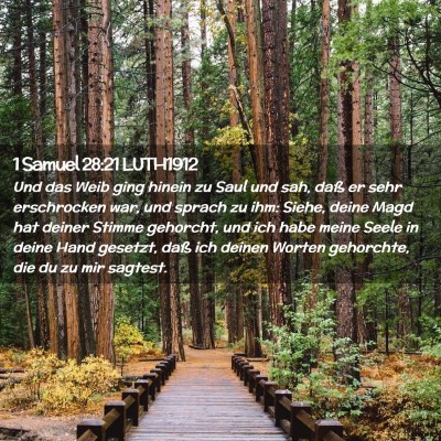 Picture 02 - 1 Samuel 28:21 LUTH1912 - Und das Weib ging hinein zu Saul und sah, daß er - Bible Verse Picture