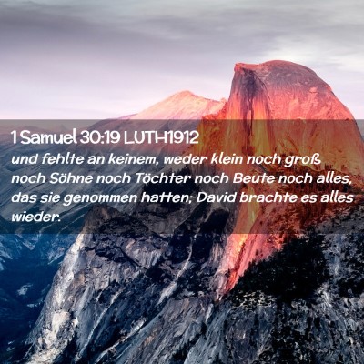 Picture 02 - 1 Samuel 30:19 LUTH1912 - und fehlte an keinem, weder klein noch groß noch - Bible Verse Picture