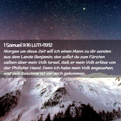 Picture 02 - 1 Samuel 9:16 LUTH1912 - Morgen um diese Zeit will ich einen Mann zu dir - Bible Verse Picture