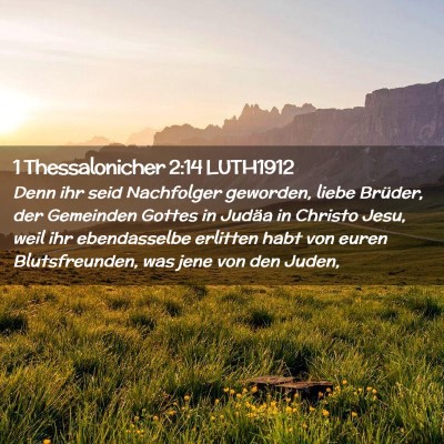 Picture 02 - 1 Thessalonicher 2:14 LUTH1912 - Denn ihr seid Nachfolger geworden, liebe Brüder, - Bible Verse Picture