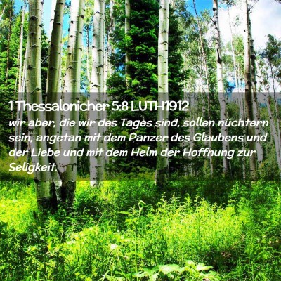 Picture 02 - 1 Thessalonicher 5:8 LUTH1912 - wir aber, die wir des Tages sind, sollen - Bible Verse Picture