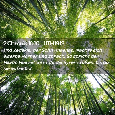 Picture 02 - 2 Chronik 18:10 LUTH1912 - Und Zedekia, der Sohn Knaenas, machte sich - Bible Verse Picture